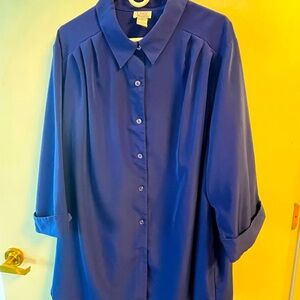 Only Necessities. Royal blue, button down blouse.